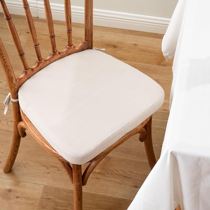 Battilo Chair Cushions for Dining Chairs with Ties, Indoor/Outdoor Kitchen Chair Pad with Non-Slip Backing, Dining Seat Cushion with Machine Washable Removable Cover, 16"x16"x2", Set of 2, Beige - Image 9