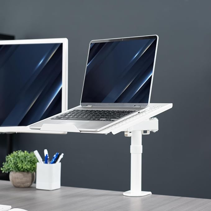 VIVO Single Laptop Notebook Desk Mount Stand, Fully Adjustable Extension with C-clamp, Fits up to 17 inch Laptops, White, STAND-V001LW - Image 9