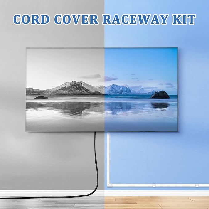 125" Small Cable Concealer for Single Cord, 8-Pack, White | 125-inch single-cord cable concealer with 8 adhesive channels for clean wall cable management in any room - Image 5