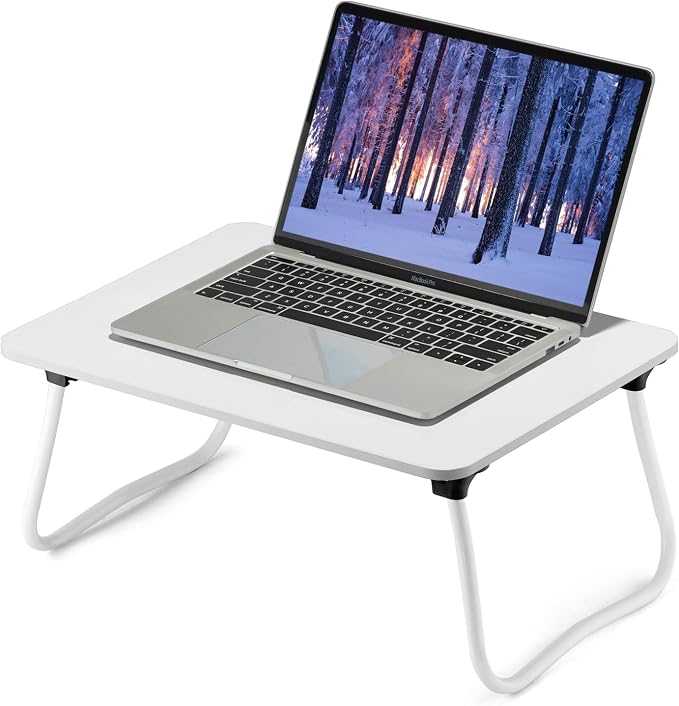ZEAPTAC Laptop Bed Desk, Foldable Lap Desk, Portable Lap Table, Bed Table, Laptop Stand, Lightweight & Mini Table for Breakfast/Picnic/Drawing/Couch/Floor - White by ZEAPTAC