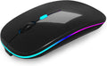 AIKOKOK Wireless Bluetooth Mouse, Rechargeable Dual Mode Mouse, Black Pearl | BT 5.2 & 2.4G USB Receiver, 3 Adjustable DPI,LED Lights,Slim,Silent,Portable Computer Mouse for Laptop,PC,MacBook,iPad,Tablet by AIKOKOK