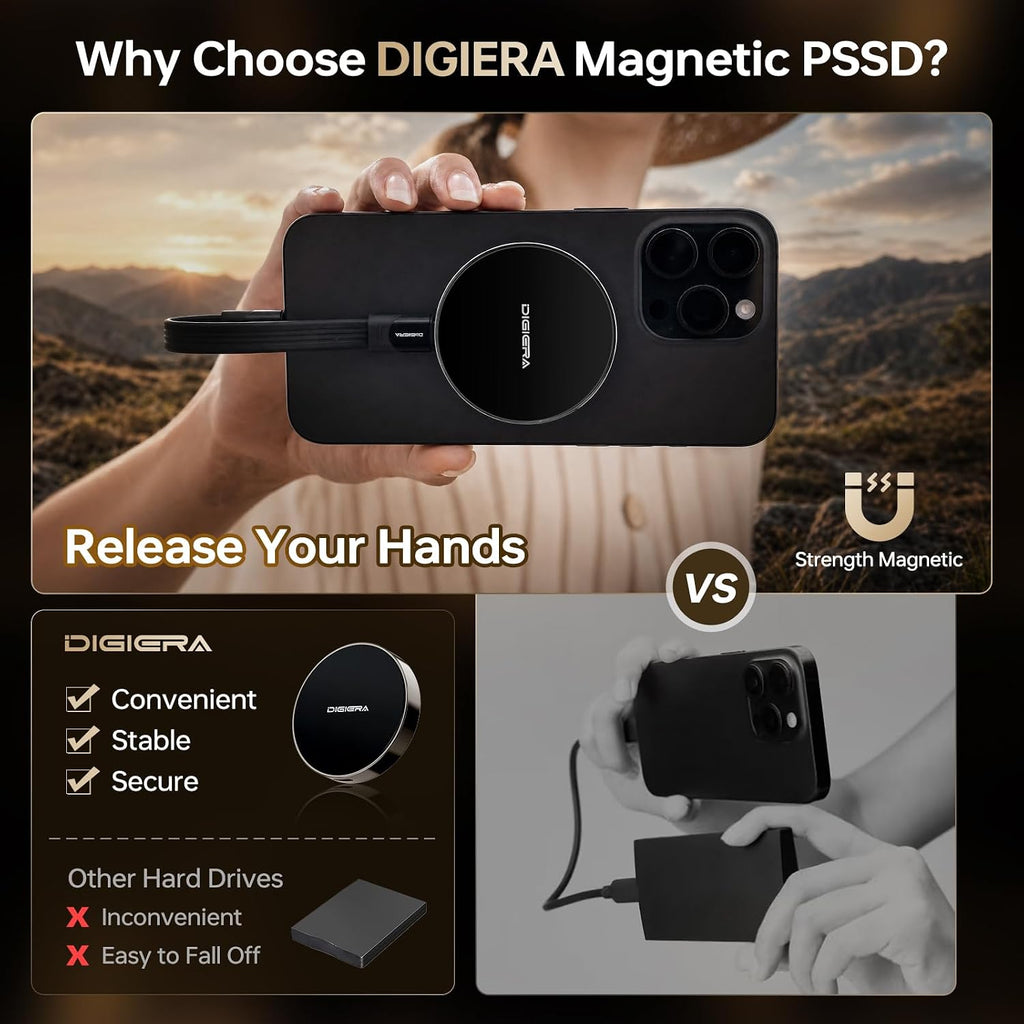 DIGIERA 4TB Magnetic Portable SSD, External Solid State Drives with USB-C 3.2 Gen 2x2, Speed Up to 2000MB/s, Compact & Durable, Compatible with iPhone 15/16/17 Series and Other USB-C Devices, Black - Image 10