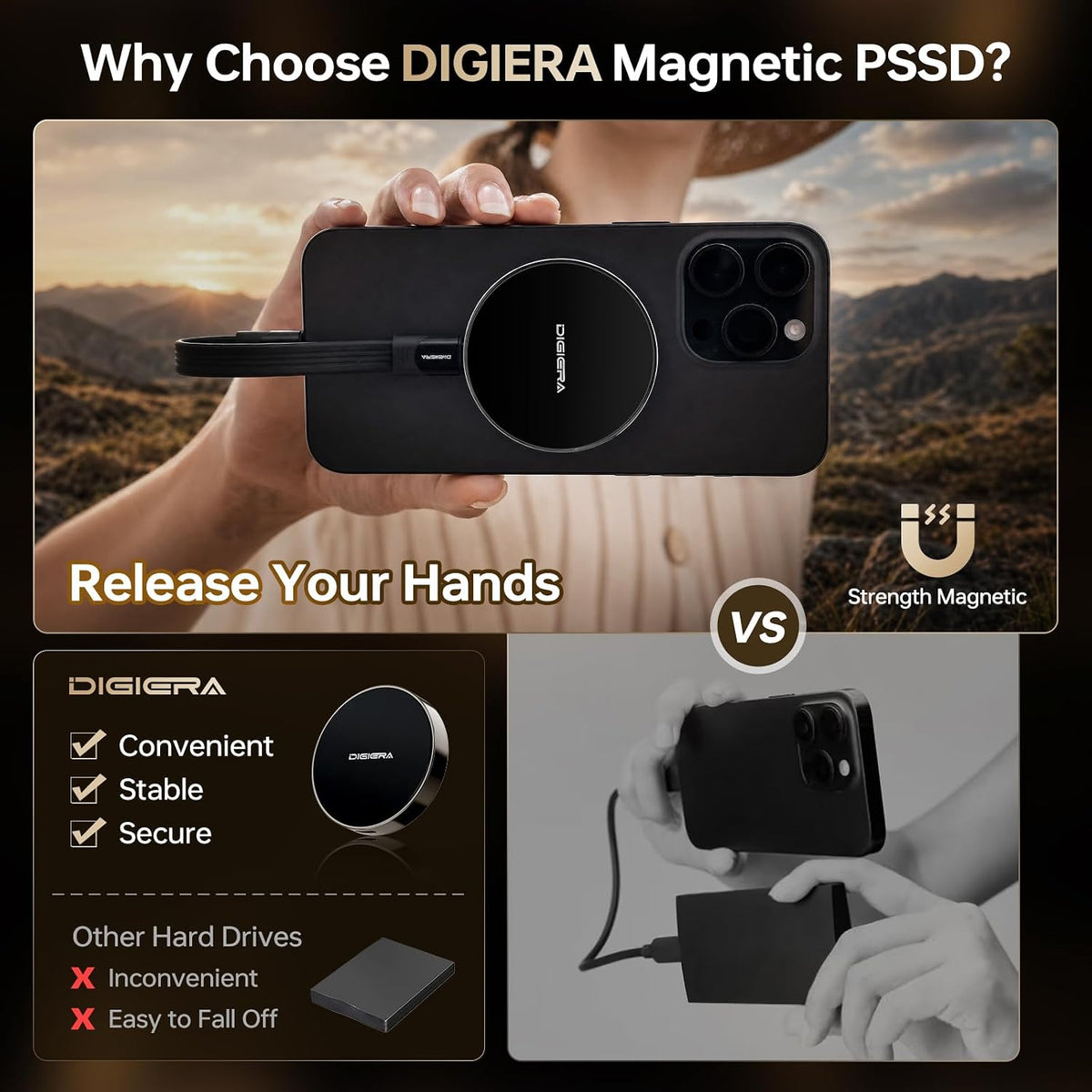 DIGIERA 4TB Magnetic Portable SSD, External Solid State Drives with USB-C 3.2 Gen 2x2, Speed Up to 2000MB/s, Compact & Durable, Compatible with iPhone 15/16/17 Series and Other USB-C Devices, Black - Image 10