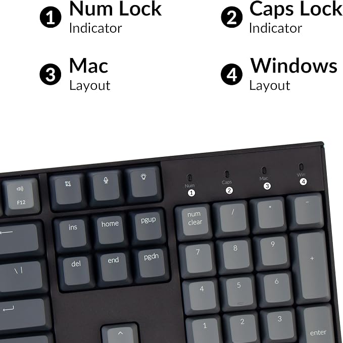 Keychron K10 Full Size 104 Keys Bluetooth Wireless Mechanical Gaming Keyboard for Mac Windows with Keychron Super Brown Switch, Multitasking/White LED Backlight/USB C Wired Computer Keyboard - Image 7