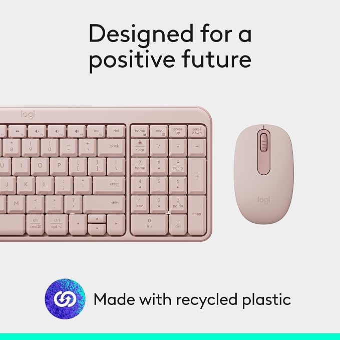 Logitech MK250 Compact Bluetooth Wireless Keyboard and Mouse Combo - Rose | Bluetooth connection only, compact keyboard with number pad, small ambidextrous M196 mouse with 3 non-customizable buttons - Image 10