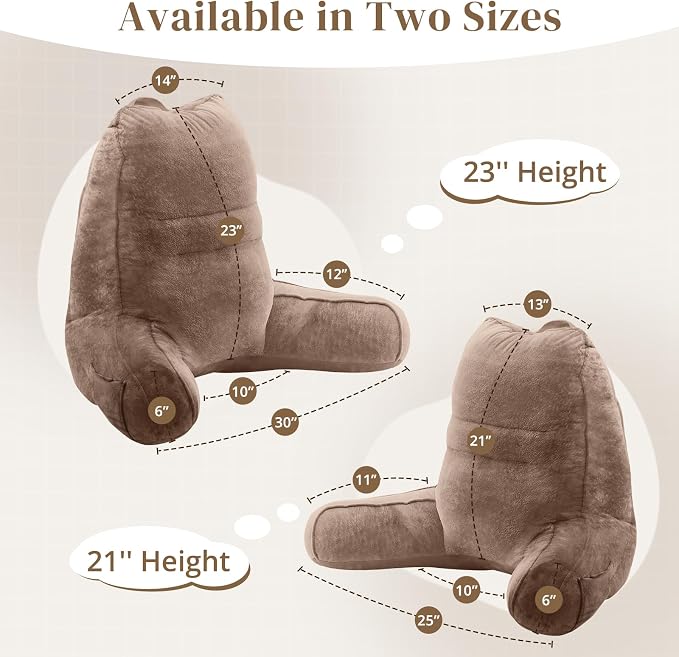 Sasttie Reading Pillow for Bed, Back Pillow for Sitting Up, Light Brown | 21" Backrest Support Cushion for Couch, Sofa, and Floor, Dorm Essentials, OEKO-TEX, Adjustable Down Alternative Fill - Image 2