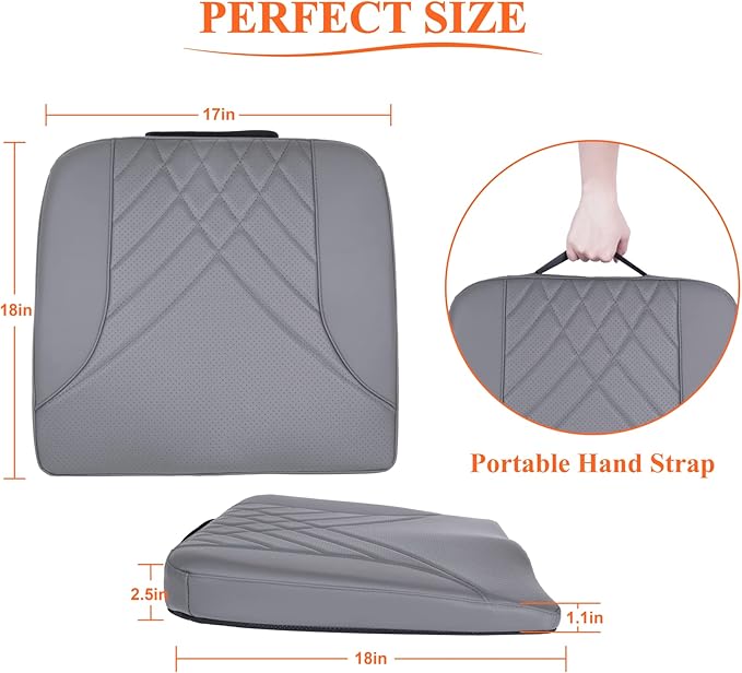 kingphenix Memory Foam Car Seat Cushion for Driving Comfort and Office Use | Coccyx and Lower Back Pressure Relief, Non-Slip Seat Cushion for Cars, Trucks, SUVs, Long Drives and Office Chairs, Gray - Image 8