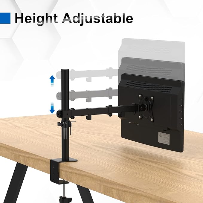 GRIFEMA Monitor Mount for 13-32 in, Single Monitor Arm, Up to 22 Lbs | Full Motion Adjustable Height, 360° Rotate, Tilt, Swivel, Easy Install, VESA 75/100 mm, Monitor Stand for Home Office Gaming - Image 4