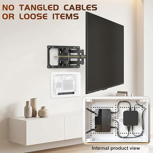 9" in Wall TV Media Box for Device & Cable Management Hidden Outlet Box, Structured Wiring Enclosure with Custom Knockouts, WiFi Friendly, for Roku, Apple TV, Fire TV Stick & Samsung One Connect Mini - Image 2