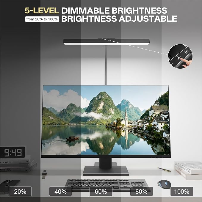 Kary 12W LED Desk Lamp for Home Office, Flexible Gooseneck Task Light Tall | Eye-Caring, Touch Control, 5 Dimmable Color & Brightness, Metal Base, 45 Min Timer, Memory Function, USB Adapter - Image 7