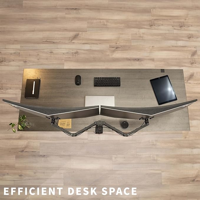 VIVO Full Motion Dual Monitor Desk Mount Clamp Stand VESA, Double Center Arm Joint, Holds 2 Screens up to 34 inches, STAND-V102D - Image 5
