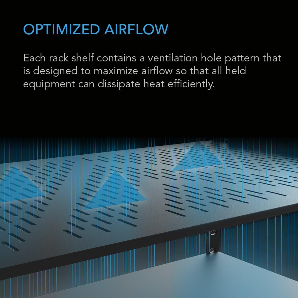 AC Infinity Vented Rack Shelf 1U, 6" Deep for 19" Server & AV Racks - Image 4