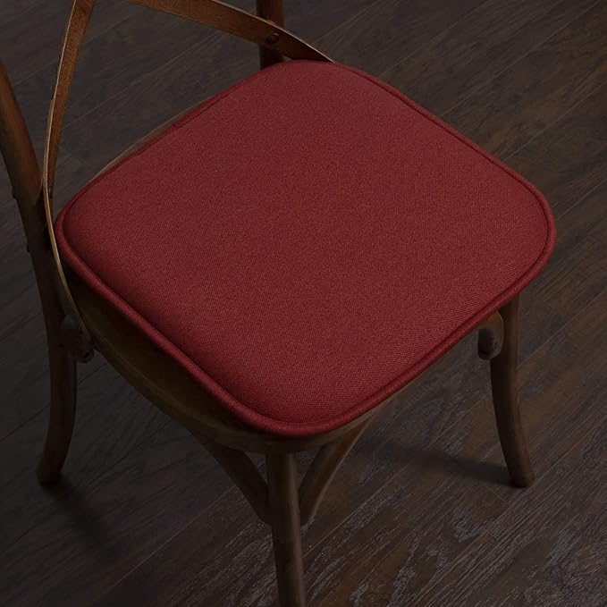 Sweet Home Collection Chair Cushion Memory Foam Pads Honeycomb Pattern Slip Non Skid Rubber Back Rounded Square 16" x 16" Seat Cover, 2 Pack, Charlotte Wine - Image 5