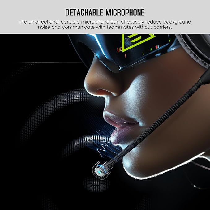EKSA E900 Gaming Headset with Mic Stereo Headphones for Xbox,PC,PS5 | Detachable Noise Canceling Mic, 3D Surround Sound, Wired Headphone for Gaming, Computer, Laptop, PS4, 3.5MM Jack - Image 3
