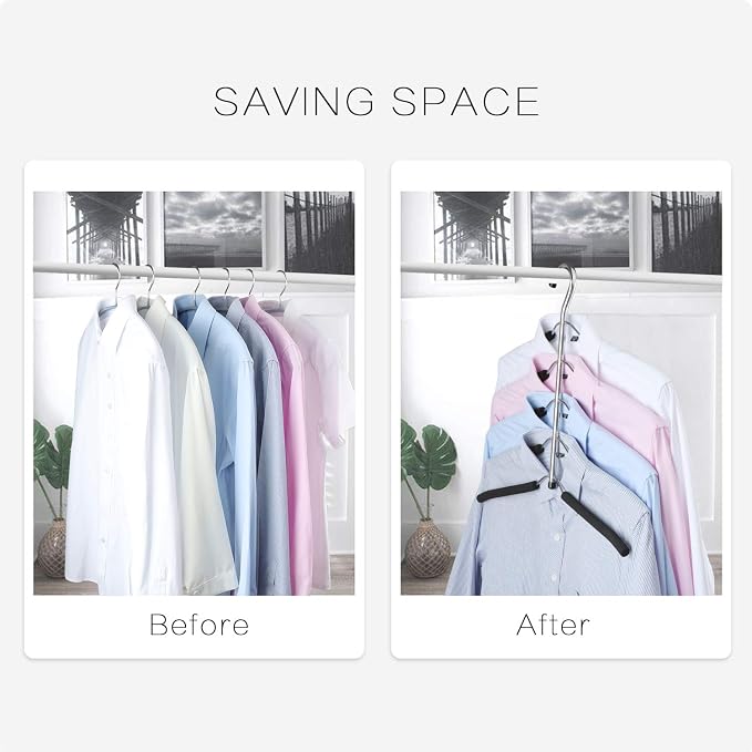 DOIOWN Blouse & Shirt Hangers - Non Slip Space Saving Stainless Steel Closet Organizer (4) - Image 5