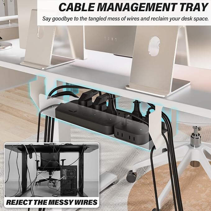 Kingant Standing Desk, 35x20 Inch Electric Height Adjustable Computer Desk | Ergonomic Small Sit Stand Desk Rising Desks for Home Office Stand Up Desk Computer Workstation with Cable Management - Image 4