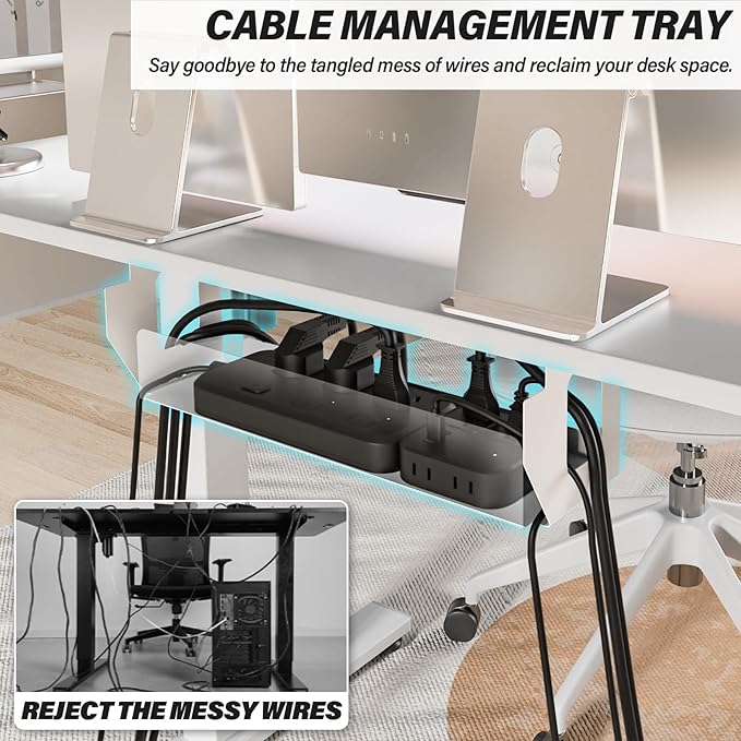 Kingant Standing Desk, 32x24 Inch Electric Height Adjustable Computer Desk | Ergonomic Small Sit Stand Desk Rising Desks for Home Office Stand Up Desk Computer Workstation with Cable Management - Image 4