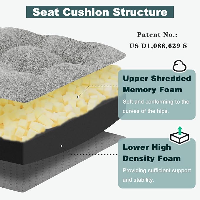 baibu Memory Foam Small Recliner Cushions with Lumbar Support Pillow Set, 18x16x4 Inch Dual-Layer Design Non-Slip Recliner Seat Cushion & Back Support Pillow for Reduce Hip & Lumbar Pain, Grey - Image 2