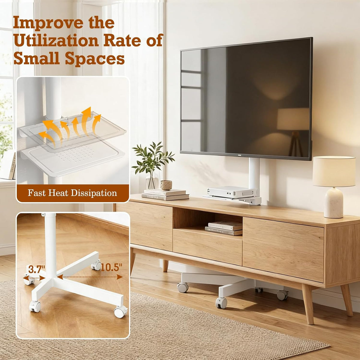 Mobile TV Stand with Wheels for 23-60 Inch Flat Curved TVs - Image 5