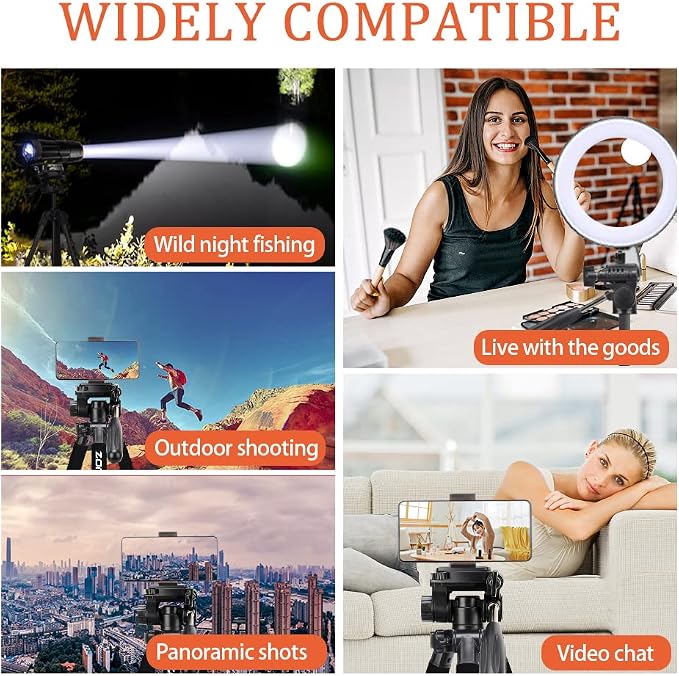 Compact Light Weight Travel Portable Aluminum Camera Tripod Q111 55" for Canon Nikon Sony DSLR Camera YouTube Phone with Carry Case (Orange) - Image 8
