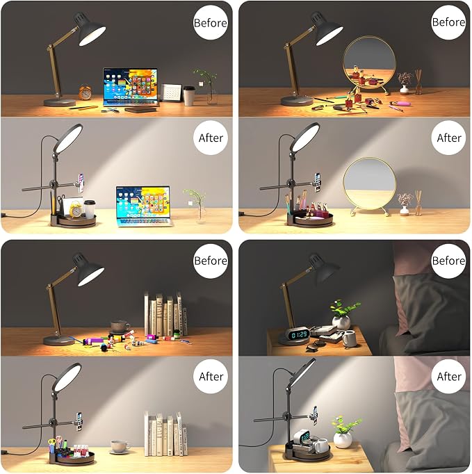 Selfie Light Kit for Desk and Laptop,55W Dimmable Full Screen Ring Light,with Rotating Storage Box,Pen Holder Stand,Phone Holder and Controller (White, 10.5) - Image 5