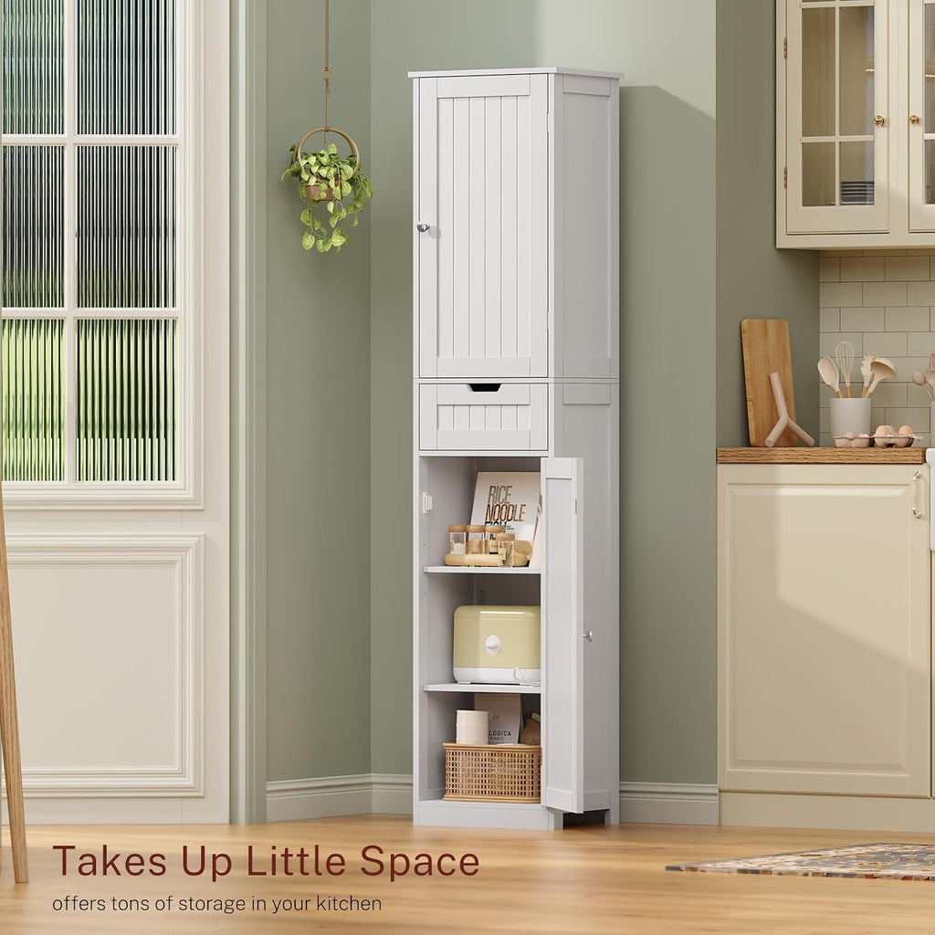 66.9" H Tall Bathroom Cabinet with 2 Doors & 1 Drawer, Narrow Bathroom Storage Cabinet with Adjustable Shelves, for Living Room, Entryway, Kitchen, White - Image 6