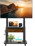 Rolling TV Stand with Fabric Drawer Storage for 32-75 Inch Flat/Curved Screen up to 220lbs LCD/LED/OLED Adjustable Height Mobile TV Cart with Wheels for Home Office Outdoor Max VESA 600x400mm by Hellsehen