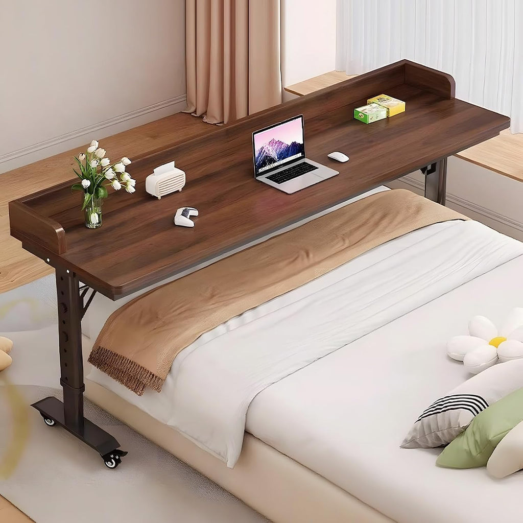 70.8" Overbed Table with Wheels for Full Beds, Height Adjustable by Quvex