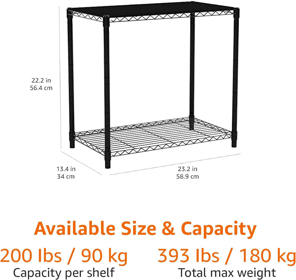 Amazon Basics 2-Shelf Stackable Storage, 13.3" D x 23.2" W x 22.2" H, Black - Image 5