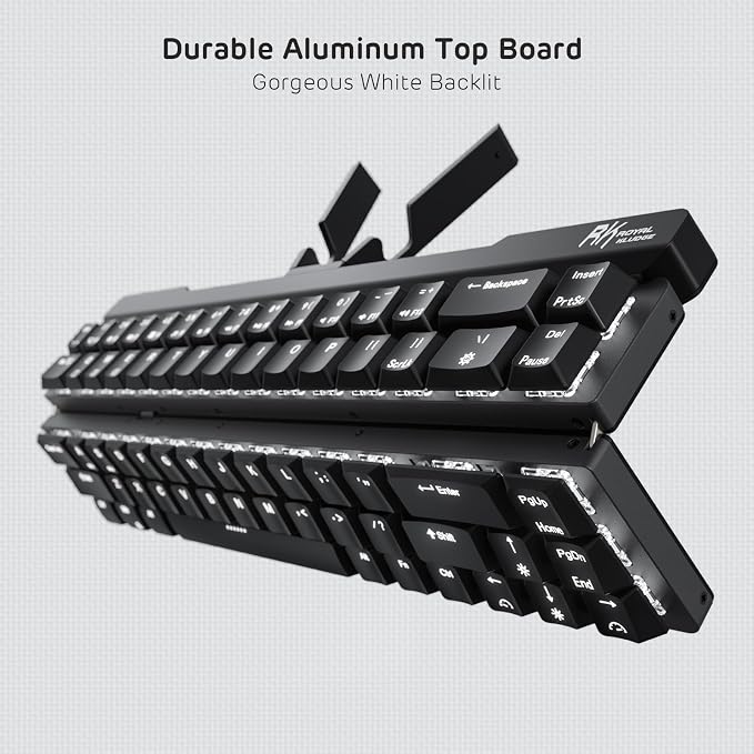 RK ROYAL KLUDGE F68 60% Foldable Low Profile Wireless Mechanical Keyboard | Extremely Portable Wireless Keyboard with Aluminum Body, Built-in Stand Holder, 68 Keys Foldable Compact Keyboard BT5.0 - Image 7