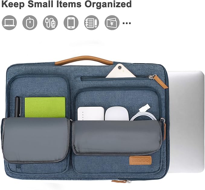 MOSISO 360 Protective Laptop Case 16 inch, 15-15.6 inch Laptop Sleeve | Compatible with MacBook Pro 16, HP Acer Dell Lenovo ASUS, Side Open Carrying Case with 4 Zipper Pockets, Haze Blue - Image 2