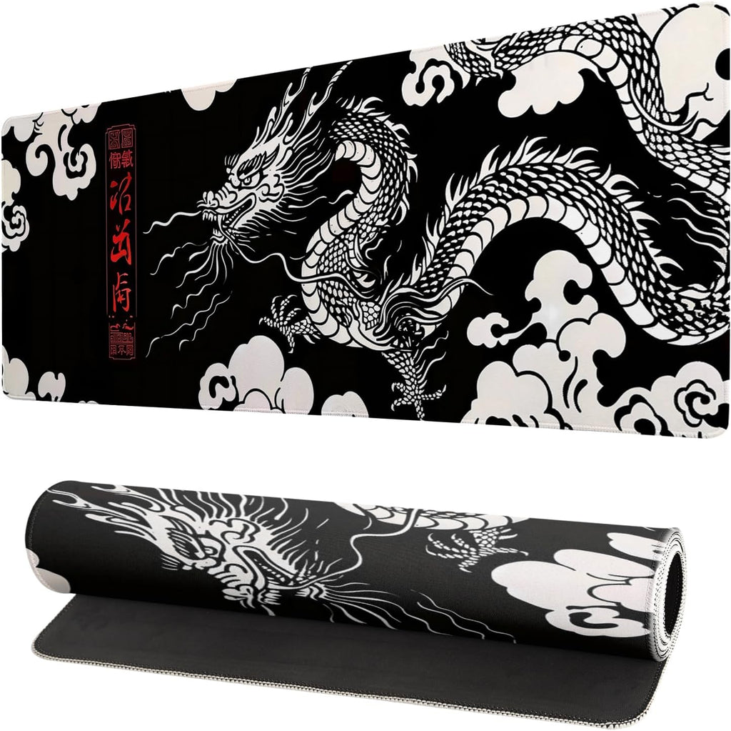 Gaming Mouse Pad Desk Pad,Extended Big Mouse Pad,31.5x11.8 Inch Long Computer Keyboard Mouse Mat Mousepad with 3mm Non-Slip Base and Stitched Edge for Gaming and Office… (Loong) by Brecoy