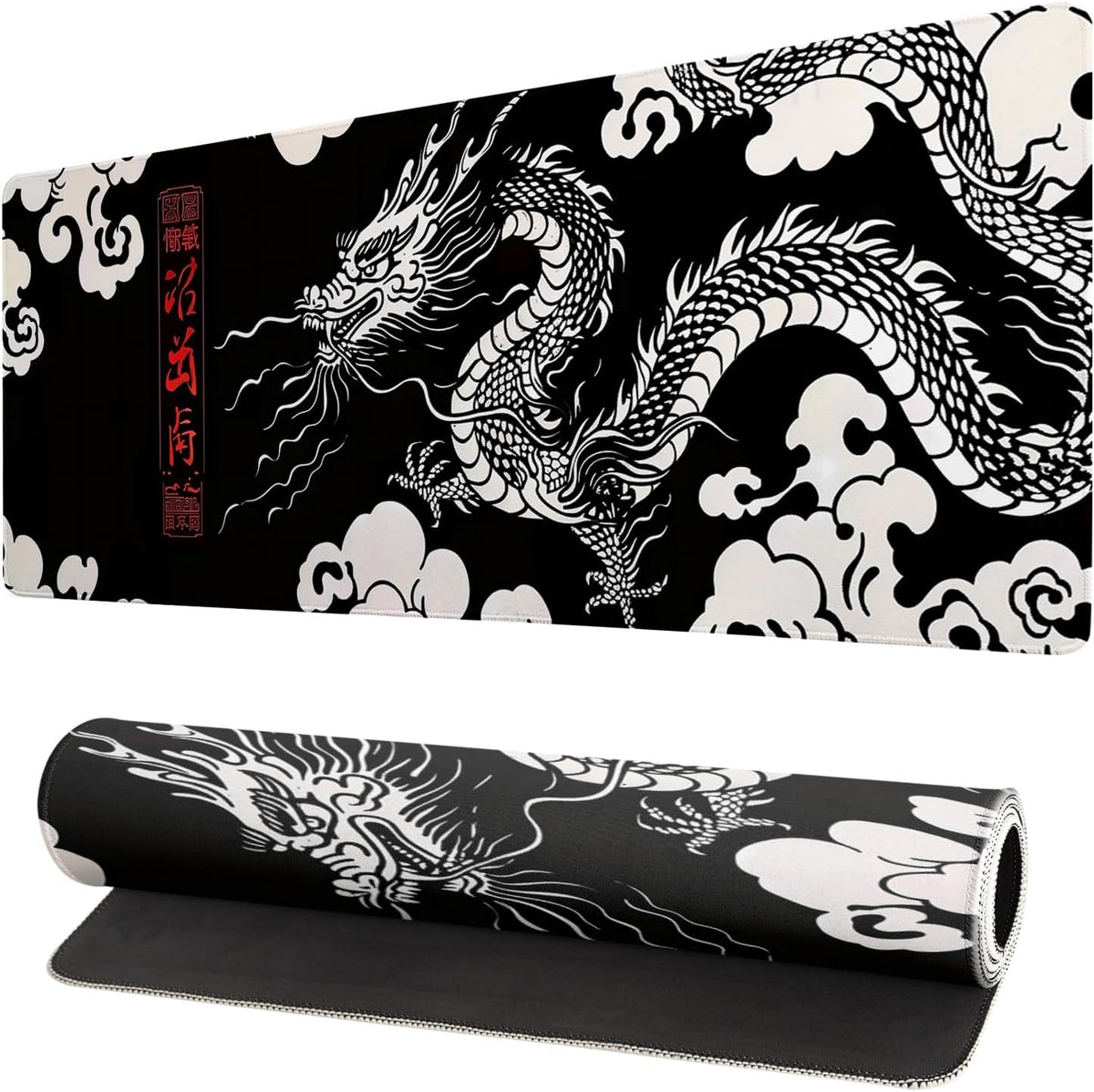 Gaming Mouse Pad Desk Pad,Extended Big Mouse Pad,31.5x11.8 Inch Long Computer Keyboard Mouse Mat Mousepad with 3mm Non-Slip Base and Stitched Edge for Gaming and Office… (Loong) by Brecoy