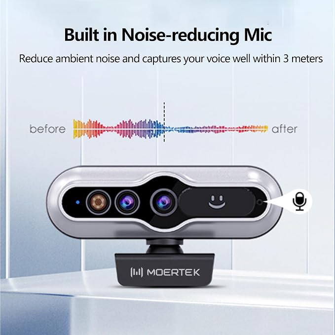 2K HD Webcam with Infrared Windows Hello Facial Recognition, Computer Camera, Privacy Cover, Noise Canceling Microphones, Laptop Webcam For Video Conferencing, Live, Streaming, Online Learning - Image 4