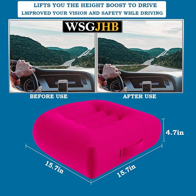 WSGJHB Seat Cushion Pillow for Office Chair/Car, Comfort Car Booster | Seat Cushions for Short People Effectively Increase Field of View and Lower Back Fatigue Relief Adult Booster Chair Cushion - Image 3