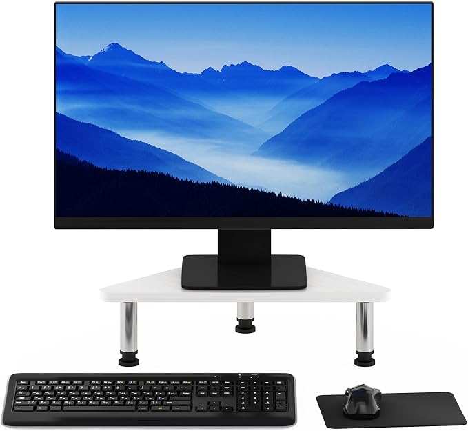 Furinno Turn-N-Tube Triangle Corner Monitor Riser, White Monitor Stand Riser, Laptop Stand for Desk, Office Desk Accessories, Desk Organizers and Accessories, White Wood - Image 4