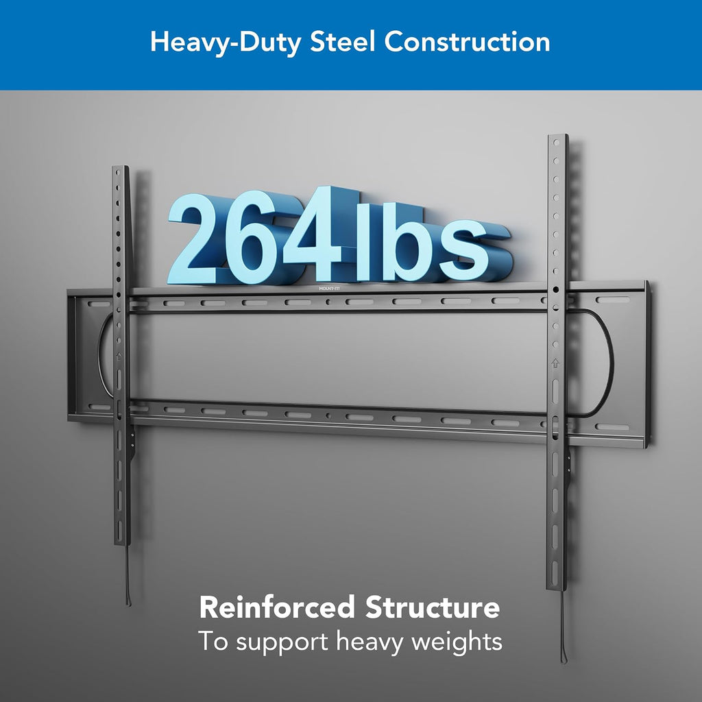 Mount-It! Heavy Duty XXL Fixed TV Mount for Extra Large TVs, Ultra Low Profile Wall Mount, max VESA 900x600, Holds 264lb, Flush TV Mount for 60", 65", 70", 75", 80", 85", 90", 100",120" - Image 3