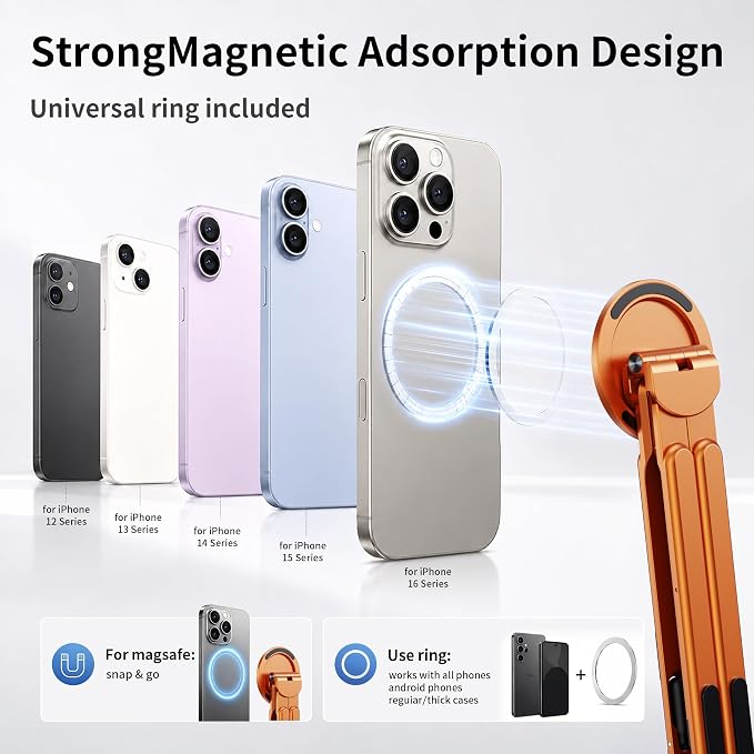 Portable Laptop Stand, 3-in-1 Magnetic Foldable Adjustable, for Desk | Aluminum alloy, lightweight compact, 8-level height, ergonomic, for phone/tablet, home office/travel - Image 7