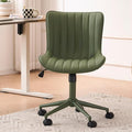 YOUNIKE Office Desk Chair with Wheels Armless Vanity Chair Ergonomic Green | Faux Leather Upholstered with Rocking Back, Swivel Height Adjustable, Modern Small Cute Task Chair For Sewing Drafting by YOUNIKE