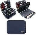 BUBM Double Layer Electronics Organizer, Travel Gadget Bag for Cables, Memory Cards, Flash Hard Drive and More, Fit for iPad or Tablet(up To 9.7")--Large, Dark Blue | Travel Gadget Bag For Cables, Memory Cards, Flash Hard Drive and More, Fit For iPad o... by BUBM