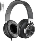 AC01 Headphones Wired Over Ear with Mic Volume Control, Black Grey | Passive Noise Isolating Corded Stereo Headsets for Adults Teens Kids 3.5mm for School, Classroom, Laptop, Chromebook, Travel by COOSII