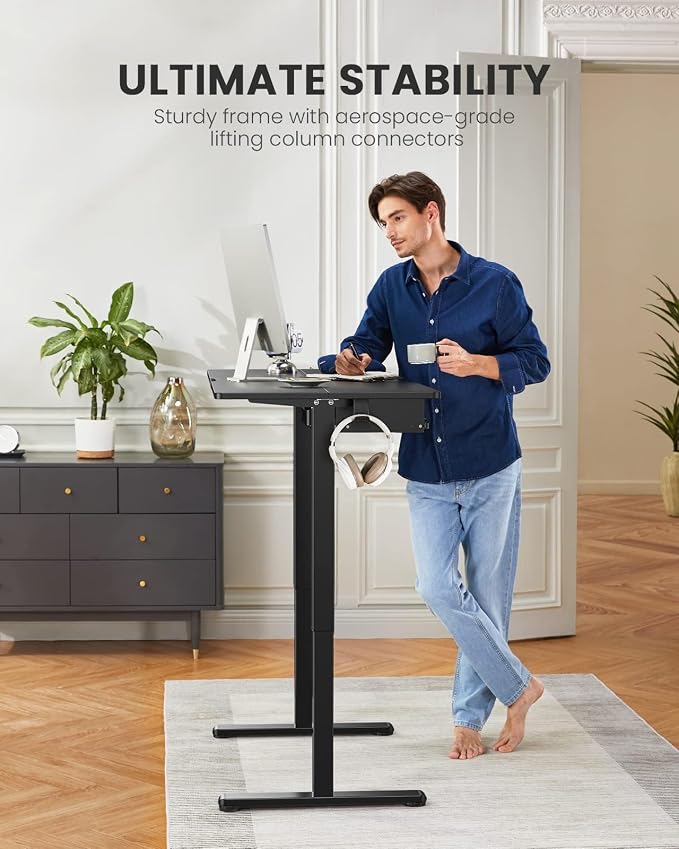 ErGear Electric Standing Desk with Keyboard Tray, 55x28 Inches Adjustable Height Sit Stand Up Desk, Home Office Desk Computer Workstation, Black - Image 5