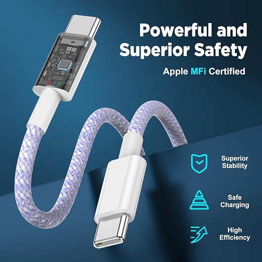 USB C to USB C Cable 6FT+10FT 2Pack 60W iPhone 17 16 15 Charger Cord Long Type C to C Cable Fast Charging for Apple iPhone 17 16 15/Pro/Pro Max/Plus/iPad Pro Air/MacBook/Air/Mini/Samsung Galaxy-Blue - Image 4