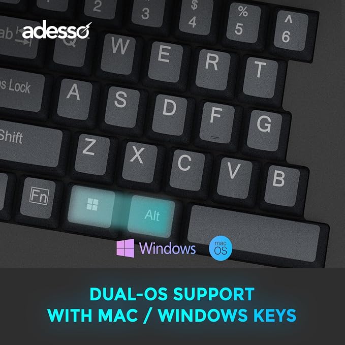 Adesso EasyTouch 150 Wired Mechanical Keyboard, Integrated Palm Rest | Ergonomic, Cherry MX Brown Switches, Dedicated Copilot AI Hotkey, Full-Sized Layout with Numeric Pad, Comfortable Typing - Image 6