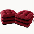 IPYNBAP Chair Cushions for Dining Chairs Set of 6, Red Kitchen Chair Cushions, Chair Pads with Ties and Non Slip Backing, Christmas Room Decor, Tufted Memory Foam Seat Cushion 6 Pack, 15.5"x15.5"x4" by IPYNBAP