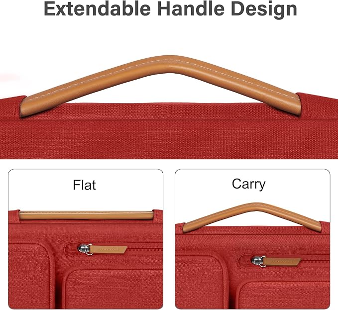 MOSISO 360 Protective Laptop Case 16 inch, 15-15.6 inch Laptop Sleeve | Compatible with MacBook Pro 16, HP Acer Dell Lenovo ASUS, Side Open Carrying Case with 4 Zipper Pockets, Red - Image 5