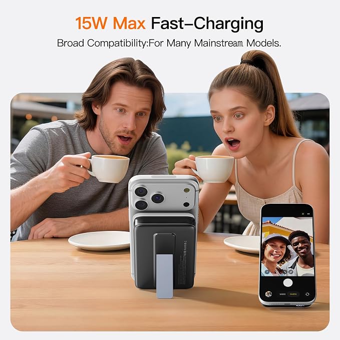 Magnetic Portable Charger 10000mAh, 22.5W Power Bank with Built in Cable | Foldable Stand,20W Fast Charging for Magsafe Battery Pack with LED Display, Travel Essential for iPhone 17/16/15/14/13/12 Pro - Image 2
