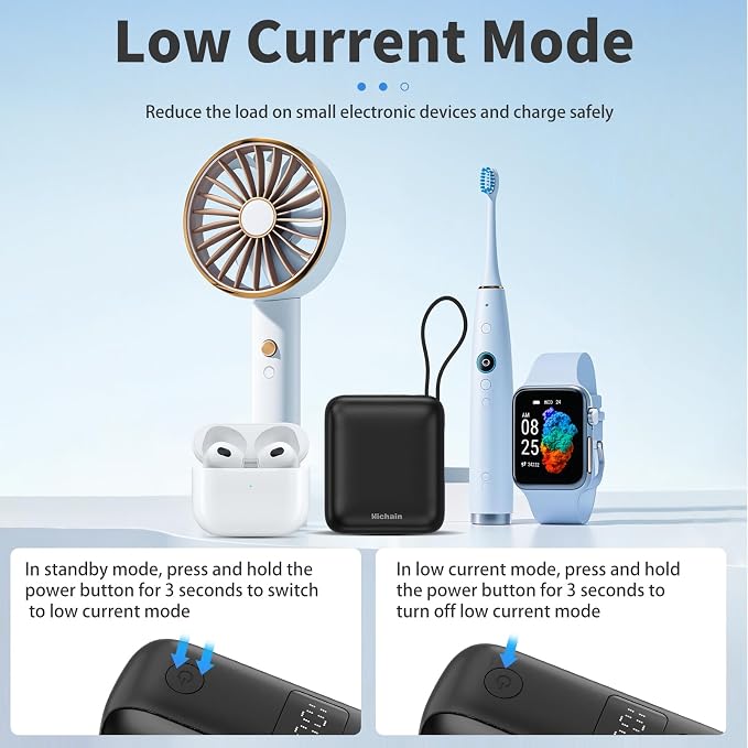 Hichain Small Portable Charger Mini Power Bank 10000mAh 22.5W Black | Built in Cables & LED Display USB-C Fast Charging Battery Pack, Travel Essential Power Bank for iPhone, iPad, Android - Image 5