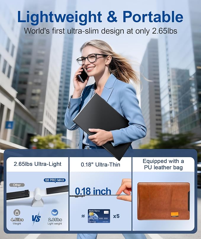15.3" Laptop Screen Extender, 1200P FHD Triple Portable Monitor | 2.65 lbs Ultra-Light & Ultra-Slim, Travel Monitor for 14"-17.3" Laptops, Plug & Play, Compatible with Wins/Mac/Android - Image 2
