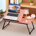 Laptop Bed Desk, 5-Angle Adjustable Bed Laptop Table with Cup Holder | Foldable Laptop Stand for Couch & Sofa, Portable Laptop Tray for Adults Writing Reading Eating, Pink by Unknown